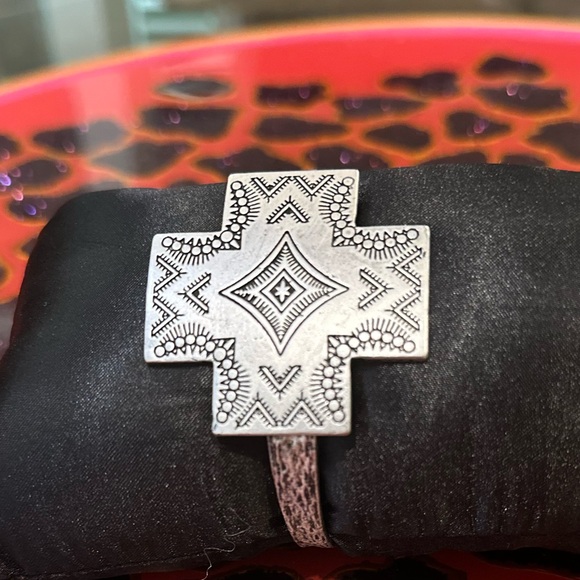 Silver Cross Bracelet and Earrings Set Boho Western Santa Fe - Picture 2 of 4